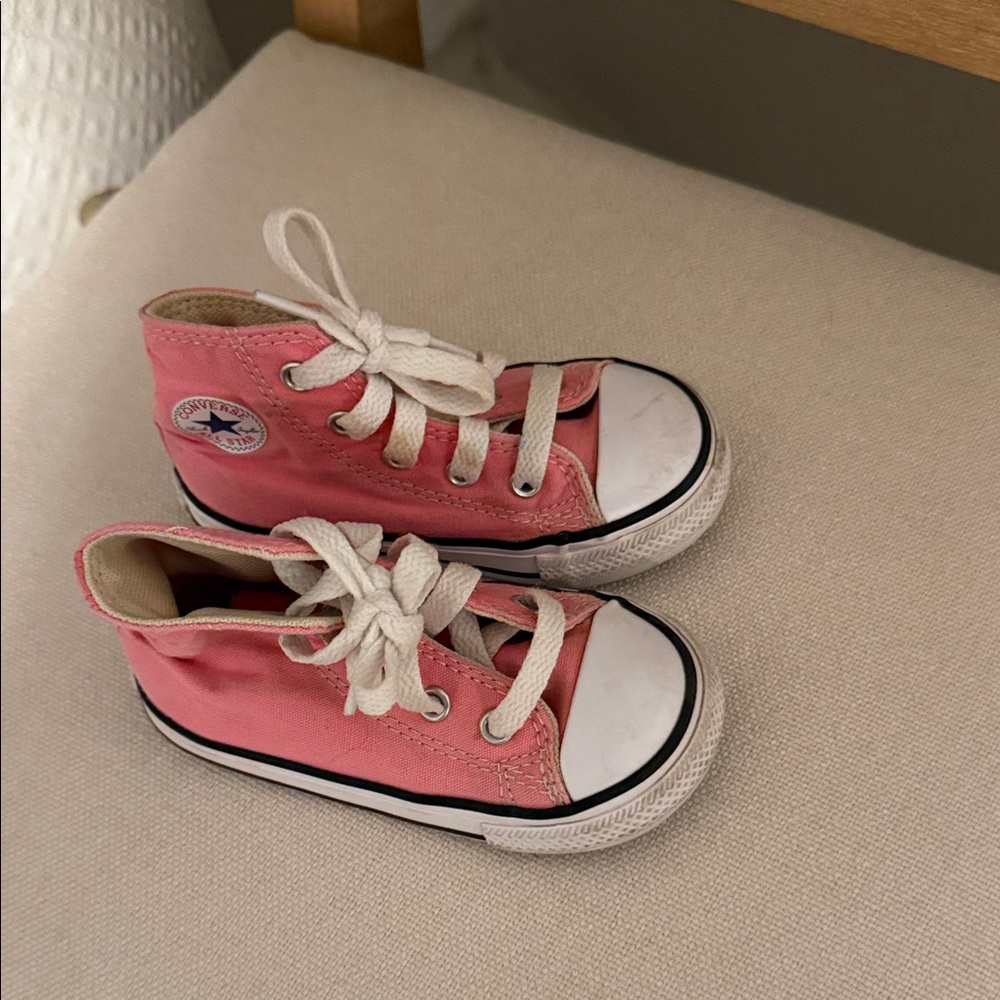 Converse Kids High-Top Sneakers in Pink and White